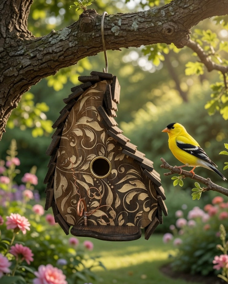 Cream engraved floral drop