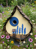 Bluebonnet Dome birdhouse among wildflowers