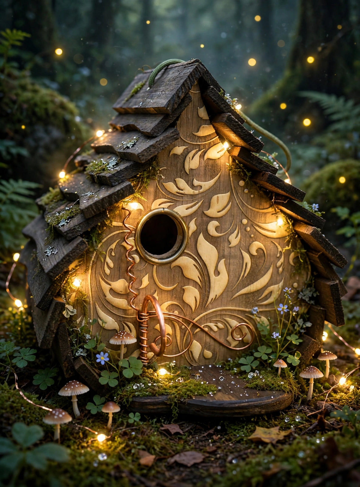 Light Colored Engraved Dome in a magical forest setting