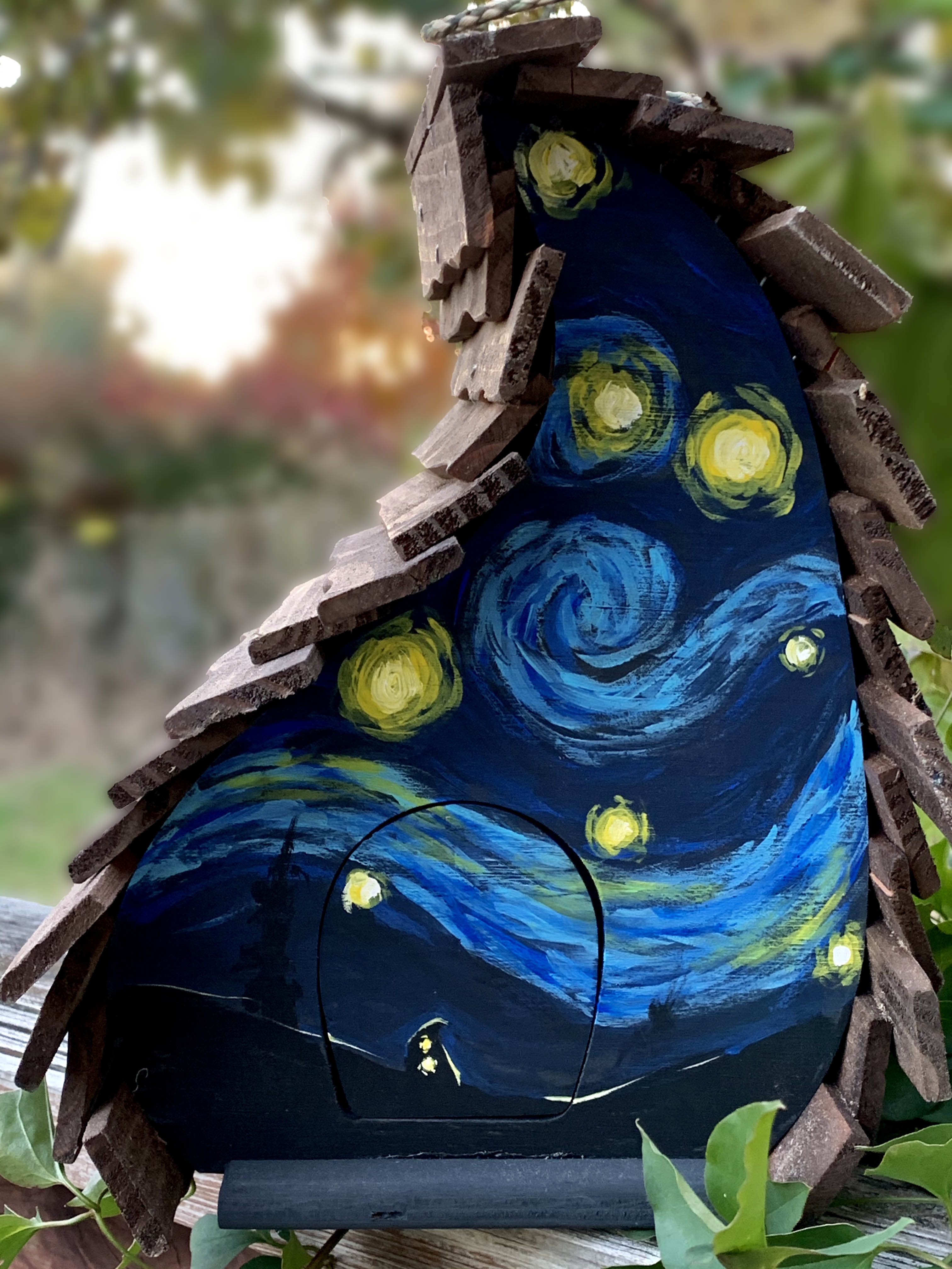 Starry Night Whimsical Birdhouse