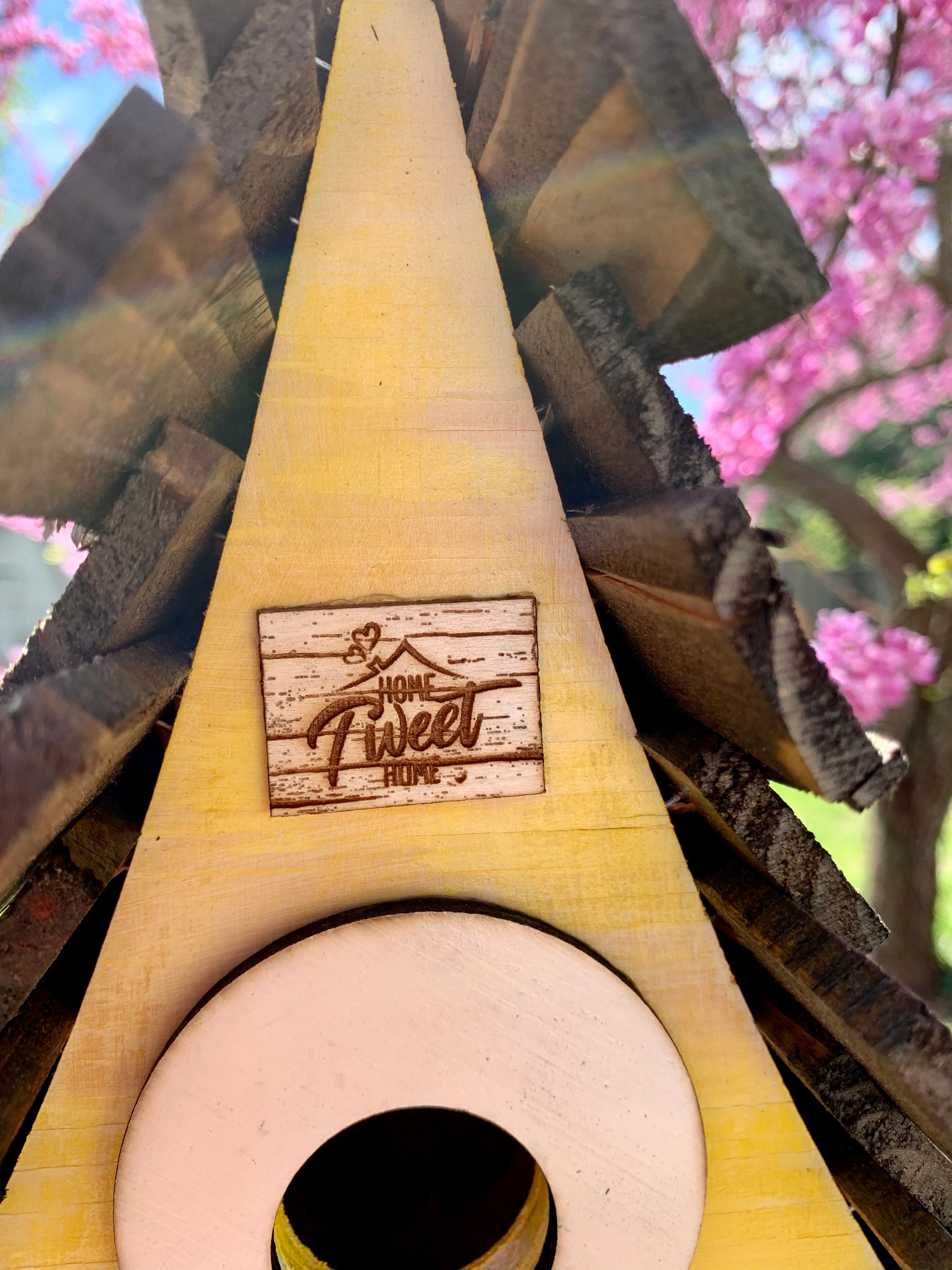 A-frame Yellow Rustic Birdhouse