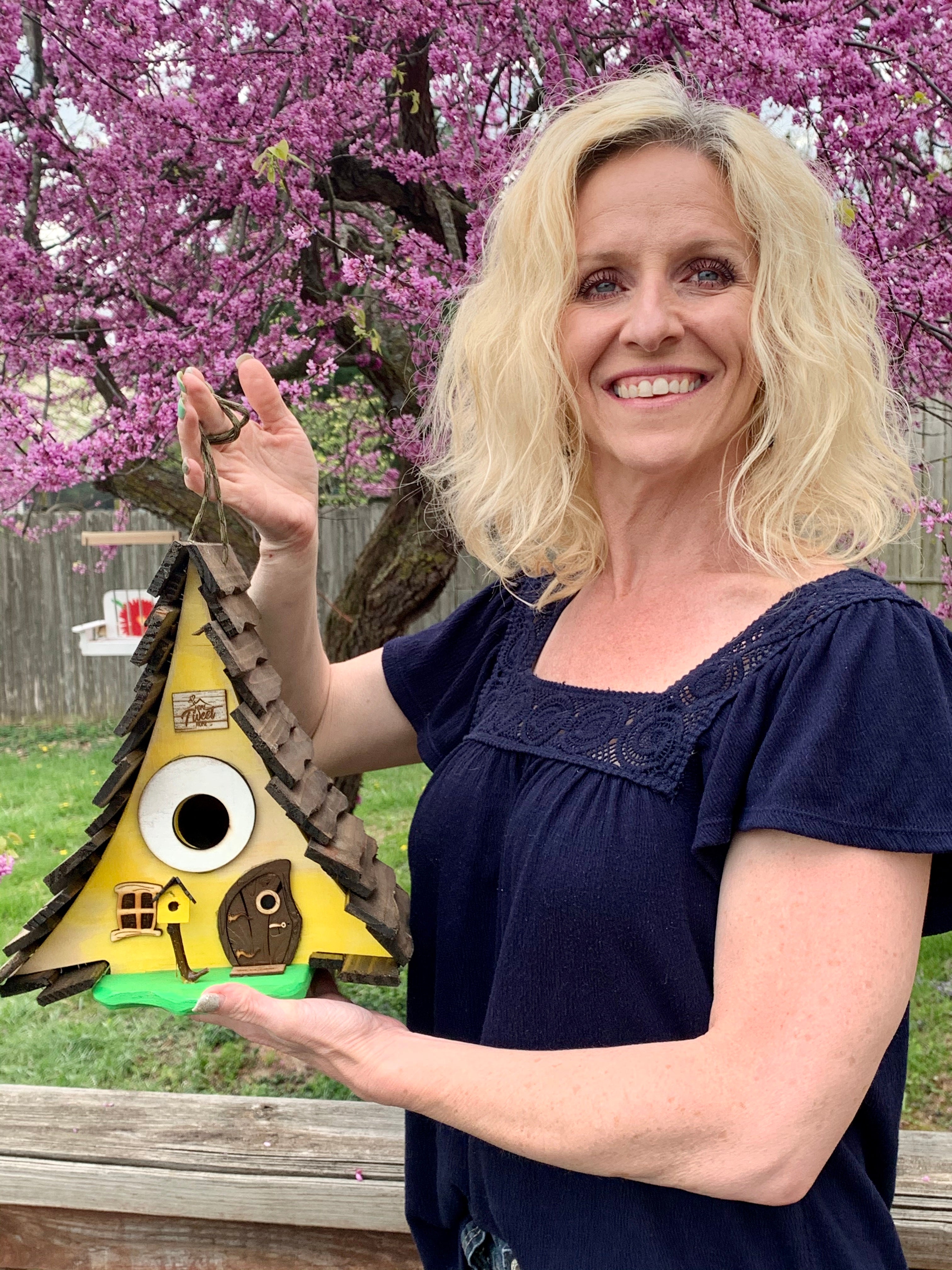 A-frame Yellow Rustic Birdhouse